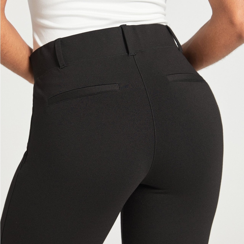 Flare| Two-Pocket Dress Pant Yoga Pants (Black)  Ponte - Small Long 33in Length
